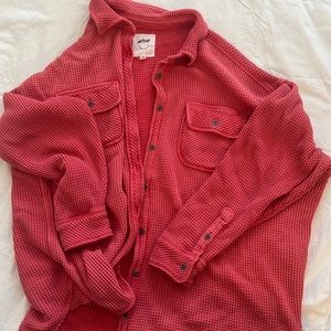 Aerie Oversized Waffle Knit Button Up